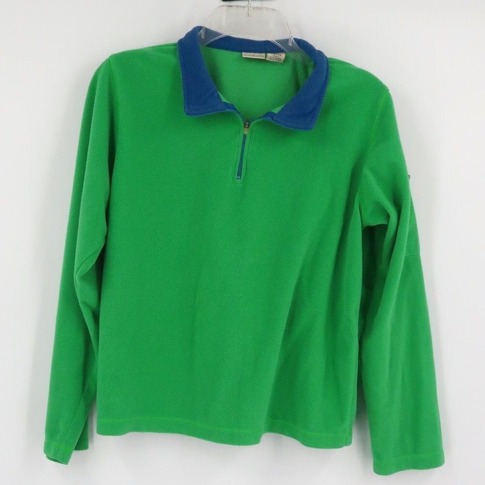 LL Bean Kids Green Blue Quarter Zip Pullover Size XL